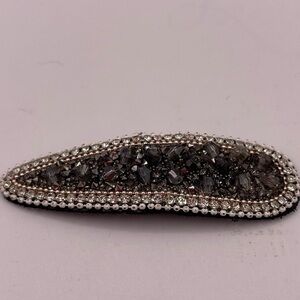 Handmade Beaded Hair‎ Barrette Native Silver Smoke Black Single 3inches Navajo